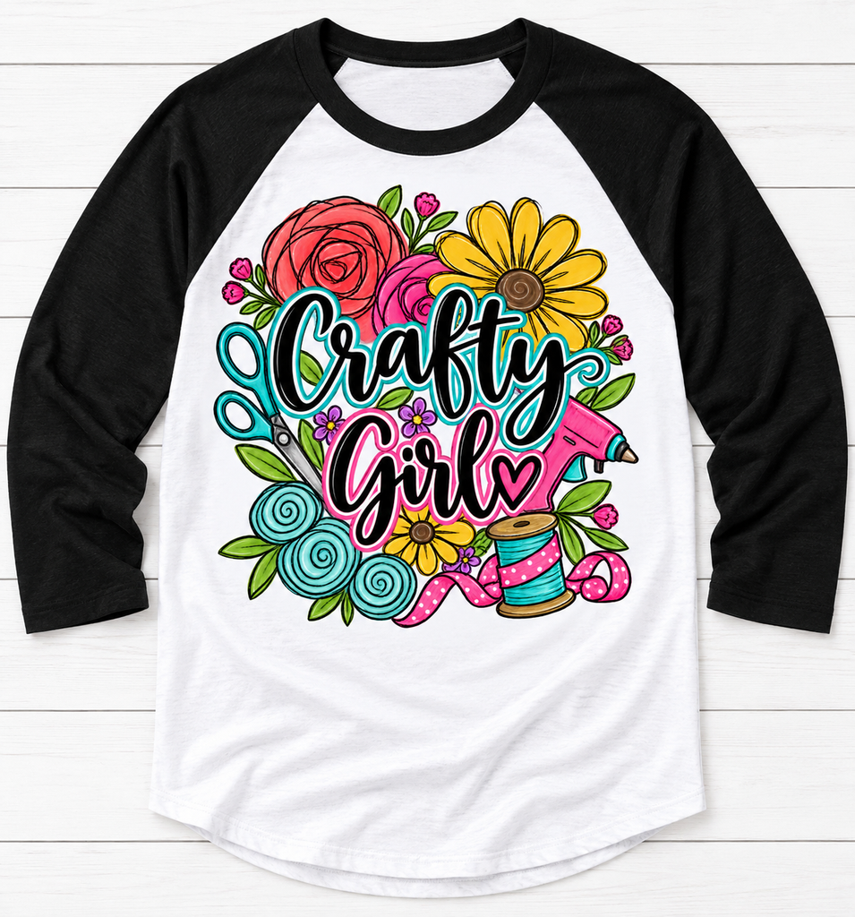 Floral Crafty Girl Raglan
